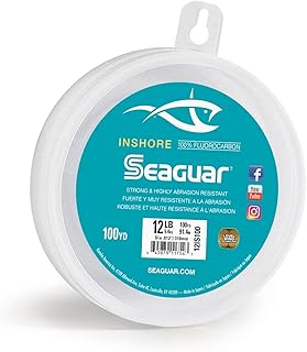Seaguar Inshore Fluorocarbon Fishing Leader – Strong and Highly Abrasion Resistant, Excellent Impact and Knot Strength, Fast Sinking and Virtually Invisible Underwater, 100 Yard Spool