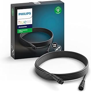 Philips Hue Düşük voltajlı uzatma kablosu, tüm Hue düşük voltajlı dış mekan lambaları için, 5 m, siyah — %25 İndirim | Amazon TR Fırsatı