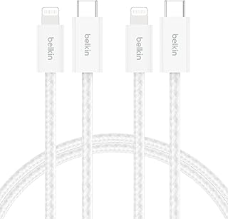 Belkin 2’li Örgülü USB-C – Lightning Kablo, 1,5 m, Yumuşak, Esnek ve Hızlı Şarj Kablosu, iPhone 14 ve Önceki Modeller, 9. Nesil iPad ve AirPods ile Uyumlu, Beyaz — %42 İndirim | Amazon TR Fırsatı