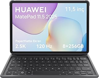 HUAWEI MatePad 11.5 2025 Tablet 2.5K 120Hz Göz Dostu PaperMatte Ekran, 8+256GB, 10100 mAh Pil, 40W SuperCharge, WiFi 6, Bluetooth 5.2, HUAWEI Notes, Dörtlü Hoparlör, Ayrılabilir klavye, Uzay Grisi