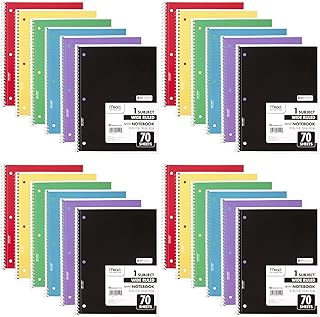 Mead Spiral Defter, 24 Paket, 1-Konu, Geniş Çizgili Kağıt, 7-1/2
