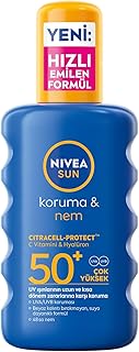 NIVEA SUN SPF50+Yüksek Güneş Koruyucu 200 ml,Suya Dayanıklı,Nemlendirici,C Vitamini,Hyalüron