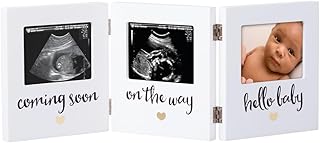 Pearhead Triple Sonogram Hatıra Fotoğraf Çerçevesi, Bebek Hatıra Resim Çerçevesi, Cinsiyetsiz Bebek Kreş Dekoru, Anneler Günü Aksesuarı, Beyaz