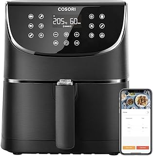 COSORI Akıllı WiFi Sıcak Hava Fritözü 5.5 Litre Air Fryer XXL, Kare ve Çıkarılabilir Basket, 13 Fonksiyon, 100’den Fazla Tarif ve 11 Ön Ayar, Bulaşık Makinesinde Yıkanabilir, Siyah — %28 İndirim | Amazon TR Fırsatı