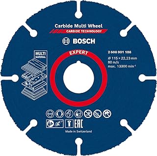 Bosch Professional 1x EXPERT Carbide Multi Wheel Kesici Diskler (Sert ahşap, Çivili ahşap, Plastik, Alçıpan panel, Ø 115 mm, Aksesuar Küçük Avuç Taşlama Makinesi)