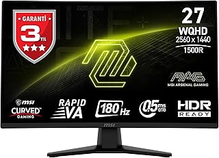 MSI 27″ MAG 274CQF, Gaming Monitör, WQHD, Curve 1500R RAPID VA, 180HZ, 0.5ms (GTG), Adaptive-Sync, Siyah — %21 İndirim | Amazon TR Fırsatı