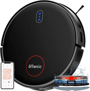 Ultenic D6s Robot Vacuum Cleaner, Vibration Mopping, 3000Pa Strong Suction, Super Slim, APP Control, Ideal for Pet Hair, Hard Floors and Carpets