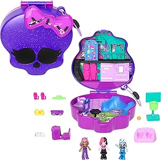 POLLY POCKET™ Monster High Temalı Kompakt Oyun Seti 3 mikro bebek ve 10 aksesuar bulunan, açıldığında liseye dönüşen Polly Pocket Monster High Kompakt Oyun Seti HVV58 — %20 İndirim | Amazon TR Fırsatı
