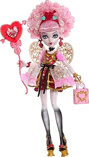 Monster High Pembe ve kırmızı parti elbisesi giyen Havalı Doğum Günü Cupid Asteria bebek ve davetiye, balon, hediye gibi temaya uygun aksesuarlar, JBG77 — %26 İndirim | Amazon TR Fırsatı