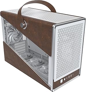 MONTECH Heritage mATX, Mikro Form Faktörü İmza Saplı Kompakt Deri Oyun Kasası, En Yeni GPU'ları, ATX PSU'yu destekler, 360 mm AIO, 4 Fan, Kulaklık Askısı - Beyaz