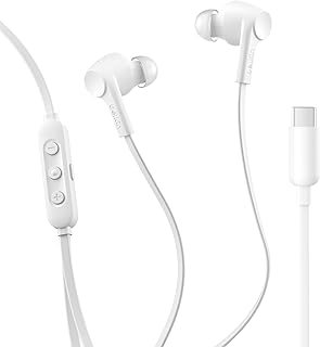 Belkin SoundForm ANC Kulaklık, USB-C Bağlantılı, Mikrofonlu Kulakiçi Kulaklıklar, iPhone 17, iPhone 16, iPad Mini, Galaxy S25, Google Pixel 10, Android ve Daha Fazlası için, Beyaz