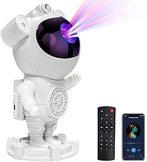Astronot Galaksi Projektörü Gece Lambası, 8 Farklı Nebula Işık ve Ay Yansıtma Modlu Galaxy Projeksiyonu, Uzaktan Kumandalı, Bluetooth Hoparlörlü, Çocuklar ve Yetişkinler İçin Gökyüzü Projektörü