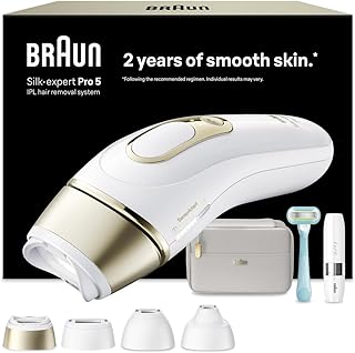 Braun IPL Silk·expert Pro 5, Evde Lazerle Tüy Alma, Mini Yüz Tüy Alma Cihazı, 4 Başlık, PL5412