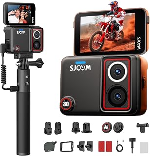 SJCAM SJ30 8K Starlight Çift Objektifli Aksiyon Kamerası - 48M, Flip Dokunmatik Ekran, Gece Görüşü, 6 Eksenli Sabitleme, 95 ft Su Geçirmez, Ses Kontrolü, 2000 + 4200mAh Piller, Vlog ve Seyahat için