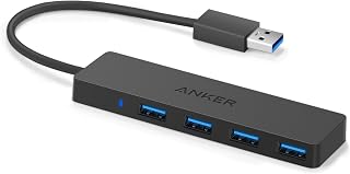 Anker 4 Port, Ultra Slim USB 3.0 Veri Aktarım Hub Çoklayıcı, 5Gbps Yüksek Hızlı Veri Transferi, 60 cm Kablo, Siyah - A7516