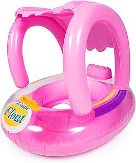 Gölgelikli Çocuk Bebek Şamandırası, Güneşlikli Şişme Yüzme Simidi, 0-4 Yaş 25 Kg Taşıma Kapasiteli, Bacak Yerli Güneşten Koruyucu Güvenli Floatör, Havuz Deniz Kullanımı İçin Bebek Şamandırası