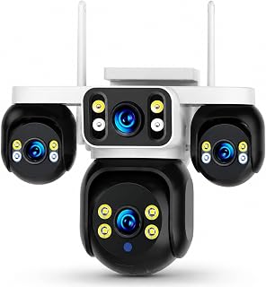 8MP Ultra HD 4 Kameralı WiFi Güvenlik Kamerası, Uygulama Kontrollü 16X Dijital Zoom Renkli Gece Görüş İnsan Takibi Çift Yönlü Ses 360° PTZ RJ45 Ethernet IP66 Ev Bahçe İşyeri İçin Güvenlik Sistemi — %33 İndirim | Amazon TR Fırsatı