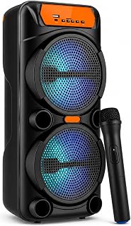 Büyük Boy RGB Işıklı Hoparlör, 2x15W Güçlü Bass, Kablosuz Mikrofonlu, 360° Stereo Ses, Bluetooth TWS, USB AUX TF Kart Girişli, Ev Ofis Parti Eğlence Karaoke İçin Güçlü Taşınabilir Bluetooth Hoparlör — %26 İndirim | Amazon TR Fırsatı