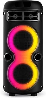 Büyük Boy Şarjlı RGB Işıklı Hoparlör, 2 Adet 4 Inch Bass Destekli 360° Stereo 3600 mAh Şarjlı Bluetooth TWS USB AUX Mikrofon Girişli Kablolu Mikrofonlu Ev Ofis Parti İçin Çok Amaçlı Bluetooth Hoparlör