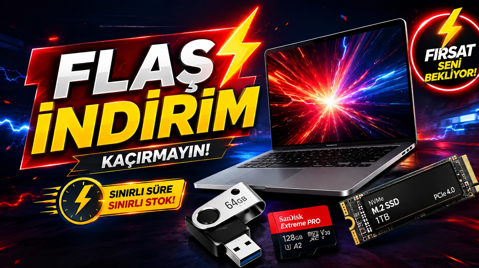 Laptop SSD ve daha fazlası Flaş İndirim Listesi