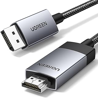 UGREEN 4K@60Hz DisplayPort HDMI Kablosu Tek Yönlü DP 1.2 - HDMI 2.0 Kablosu HDR Aktif Alüminyum Örgülü DP'den HDMI'ya Dönüştürücü Çoklu Ekran için Monitör, Projektör, Dell, Lenovo (1M) ile Uyumlu