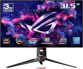 ASUS ROG Swift OLED PG32UCDP 32 inç oyun monitörü (31,5 inç görünür alan), çift mod (4K 240 Hz; FHD 480 Hz), 0,03 ms (GTG), G-SYNC, özel soğutucu, OLED Care