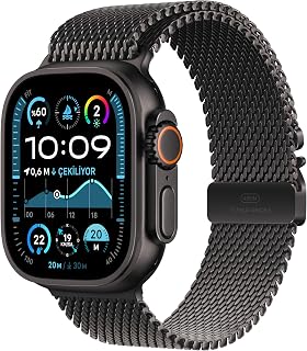 Apple Watch Ultra 2 GPS + Cellular 49 mm Akıllı Saat, Sağlam Titanyum Kasa Spor Saati ve Siyah Milano Loop - Küçük Boy. Fitness Takibi, Hassas GPS, Eylem Düğmesi, Ekstra Uzun Pil Ömrü, Karbon Nötr