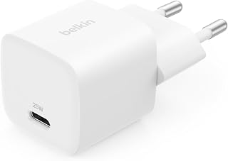 Belkin USB-C Fiş 25 W - USB-C Telefon Şarj Cihazı, Apple iPhone 16, 15 Plus, Pro, Pro Max, iPad, Samsung Galaxy S25, Pixel 9, Nintendo Switch ve Fazlası için PD 3.0 PPS Hızlı Şarj Cihazı, Beyaz