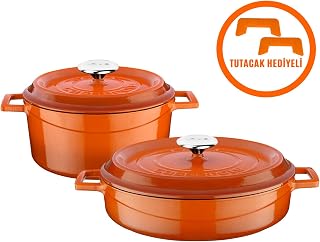 Lava 5 Parça Döküm Tencere Seti, Turuncu — %21 İndirim | Amazon TR Fırsatı