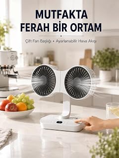 Ayarlanabilir Çift Fan Başlıklı Şarjlı Masa Vantilatörü — %24 İndirim | Amazon TR Fırsatı