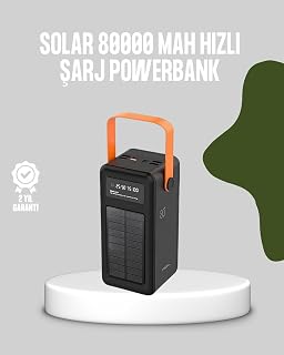 80000 mAh Solar Powerbank Göstergeli Fenerli Hızlı Şarj Taşınabilir Şarj Cihazı — %30 İndirim | Amazon TR Fırsatı