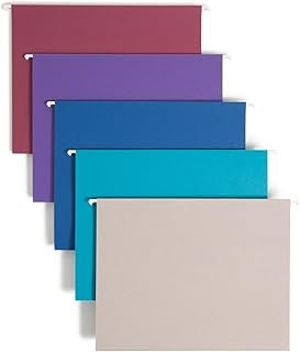 4 x Smead askılı file Folder with Tab, 1/5-Cut Adjustable Tab, Letter size, çeşitli Jewel Tone Colors, 25 Box (64056) by Smead