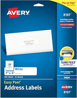 Avery Mürekkep Püskürtmeli Yazıcılar için Sabit Beslemeli Adres Etiketleri, 2,54 cm x 10,16 cm, 500 Etiket, Kalıcı Yapıştırıcı (8161), Beyaz — %22 İndirim | Amazon TR Fırsatı