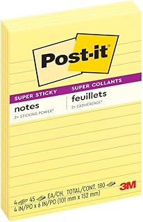 Post-it Süper Yapışkan Notlar, 4×6″, 4 Ped, 2X Yapıştırma Gücü, Kanarya Sarı, Geri Dönüştürülebilir (4621-SSCY) — %50 İndirim | Amazon TR Fırsatı