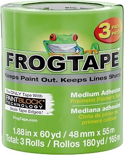 FROGTAPE 240661 PAINTBLOCK'lu Çok Yüzeyli Ressam Bandı, Orta Yapışma, 4.8 İnç x 60 Yard, Yeşil, 3 Rulo