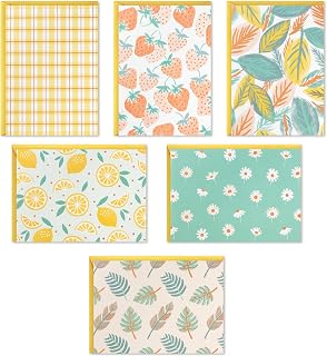 Hallmark Boş kart çeşitleri, zarflı 24 kart (narenciye, yeşil bitkiler, Gingham, çilek)