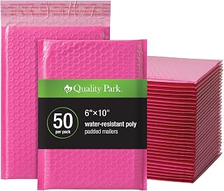 Quality Park Kabarcık Postalar, 15,5 x 22,5 cm, Pembe Poli Postalar, Dolgulu Zarflar, Nakliye Zarfları, Suya Dayanıklı, Kendinden Mühürlü, Kutu Başına 50 (QUA85858)