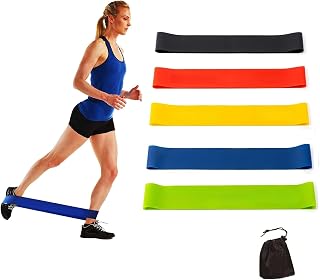 Egzersiz için Direnç Döngüsü Egzersiz Bantları Kadınlar ve Erkekler için Elastik Egzersiz Bandı Ev Spor Salonu Yoga Germe Kuvvet Antrenmanı Egzersiz Ekipmanları Temel Fitness Aksesuarları, 5'li Set
