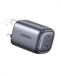 UGREEN Nexode Pro 65W GaN Hızlı Şarj Cihazı Type-C QC PD 2xUSB-C, 1xUSB-A, 1.5M 100W Kablo Dahil, Uzay Grisi, 25871