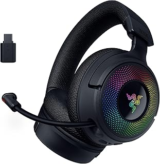 Razer Kraken V4 - Kablosuz Oyun Kulaklığı (3 Modlu Bağlantı, TriForce 40mm Sürücüler, 9 Bölgeli RGB Kulaklık Aydınlatması, Mix & Volume ayarları, THX Spatial Audio) Siyah