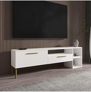 Inarch Dizayn Parion Tv Ünitesi Beyaz/Gold — %25 İndirim | Amazon TR Fırsatı