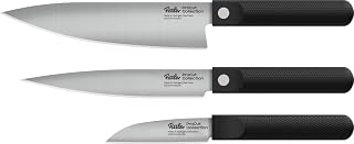 Fissler Procut/Premium bıçak seti 3 parça (1 et bıçağı 18 cm, 1 sebze bıçağı 9 cm, 1 aşçı bıçağı 20 cm) elde zımparalanmış paslanmaz çelik bıçak, Almanya'da üretilmiştir, çok hafif, ergonomik