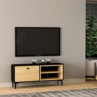 Selis T004 Modern TV Sehpası – Ahşap Siyah/Safir Meşe - 120 cm — %40 İndirim | Amazon TR Fırsatı