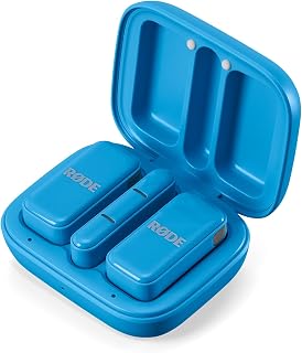 RØDE Wireless Micro - Akıllı Telefon ve Bilgisayar Uyumlu Kompakt Kablosuz Mikrofon seti, Şarj Kutulu, İki verici, Bir alıcı, USB-C, Mavi