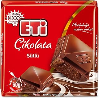 Eti Sütlü Kare Çikolata 60 g x 10 — %26 İndirim | Amazon TR Fırsatı