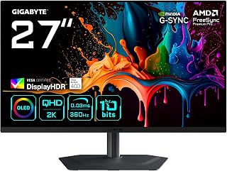 GIGABYTE MO27Q3 26,5″ QD-OLED Gaming Monitor, QHD (2560×1440), 360Hz, 0.03ms GTG, HDMI 2.1 & DP 1.4, DisplayHDR True Black 400, HDR 1000 nits, KVM & USB-C, Dahili Hoparlör — %22 İndirim | Amazon TR Fırsatı