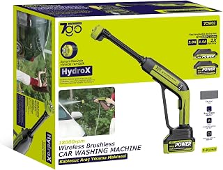 7GO 7CW02 Akülü Şarjlı Yüksek Basınçlı Araç ve Bahçe Yıkama Temizleme Tabancası 18000 RPM Fırçasız Motor 203 PSI Maksimum Basınç 2x Li-ion Batarya USB-C Hızlı Şarj 5m Hortum Köpük Tabancası — %23 İndirim | Amazon TR Fırsatı