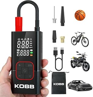 KOBB KB412 Şarjlı Dijital Lastik Şişirme Pompası, 150 PSI, Powerbank, LED Lamba, Li-ion, 1800mAh, 13×6.5×5 cm — %21 İndirim | Amazon TR Fırsatı
