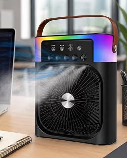 Mini Klima Fan Buharlı Soğutucu RGB Led Işıklı Taşınabilir Masaüstü Fan — %40 İndirim | Amazon TR Fırsatı