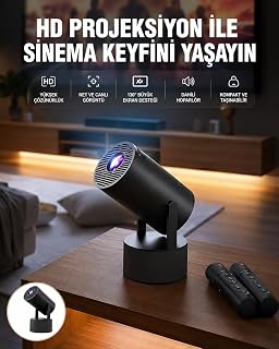 Akıllı Projeksiyon Cihazı Karaoke Mikrofonlu 1080P Android Yeni Nesil — %44 İndirim | Amazon TR Fırsatı